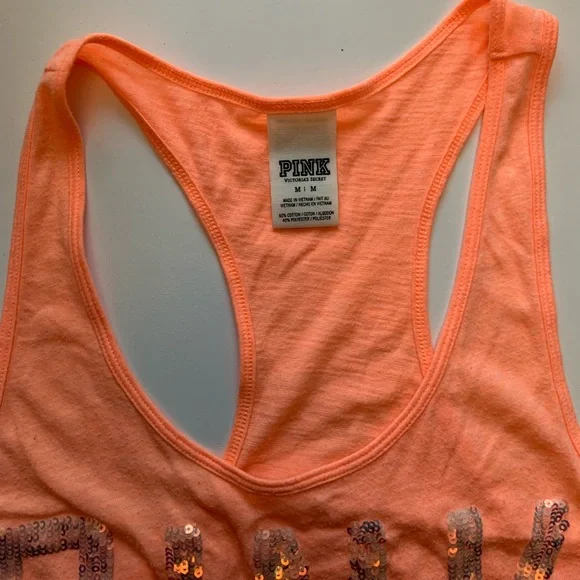 Victoria’s Secret PINK Fluorescent Orange Racer Back Tank Top - Picture 5 of 9